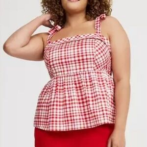 Torrid Poplin Peplum Tie Strap Top New 3X